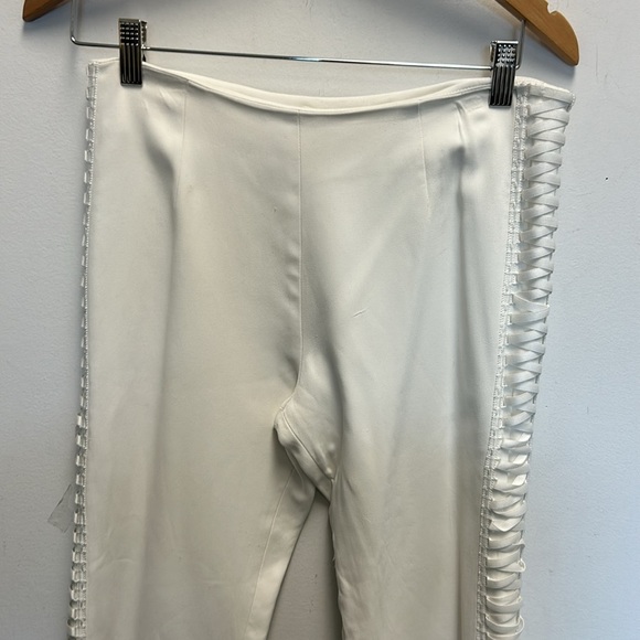 JONATHAN SIMKHAI Lace-up Cropped Crepe Flared Pants In Ivory - Picture 4 of 9